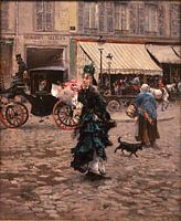 schilderij Crossing the Street  -  oude meester schilderij