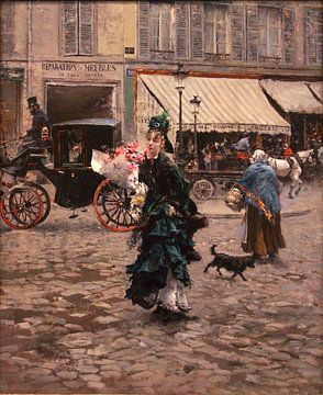 Crossing the Street painting - old master painting by lieve maréchal