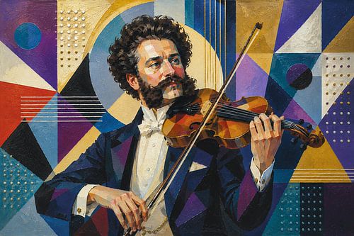 Johann Strauss met viool schilderij.