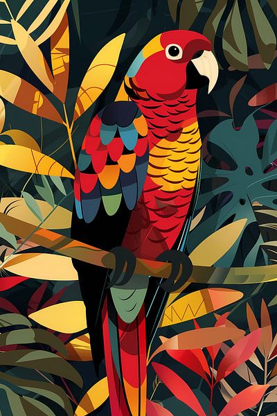 Colourful Parrot in Tropical Paradise by Imperial Art House