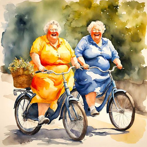 2 gezellige dames op de fiets