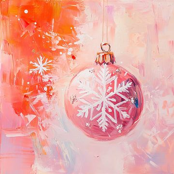 Kerstbal | Roze en Wit Kerst Ornament van De Mooiste Kunst