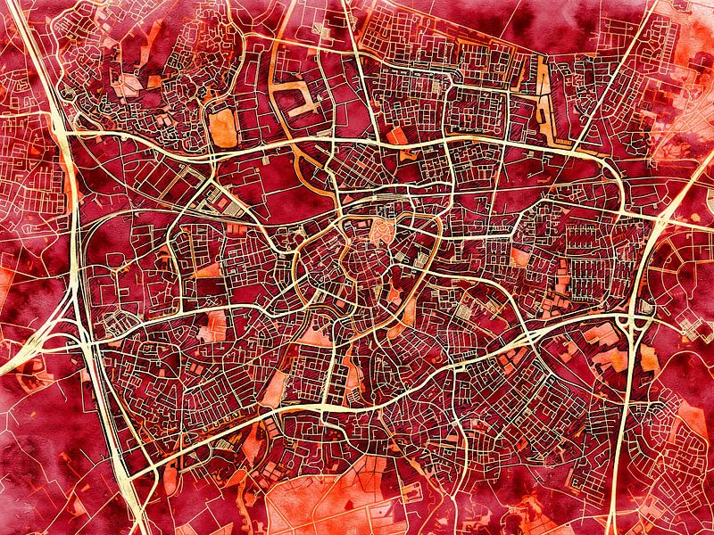 Karte von Breda im stil 'Amber Autumn' von Maporia