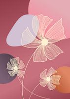 Weiße Linienkunst - Rosa