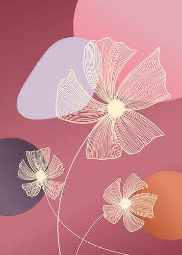 White Line art - Pink