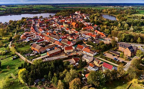 Luchtfoto van het stadje Penkun in Mecklenburg-Vorpommern