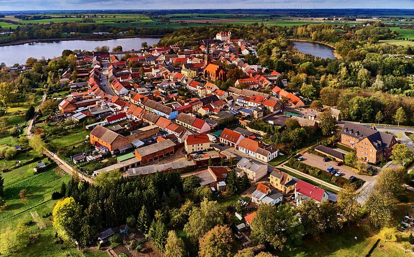 Aerial view of the small town of Penkun in Mecklenburg-Vorpommern by Stefan Dinse