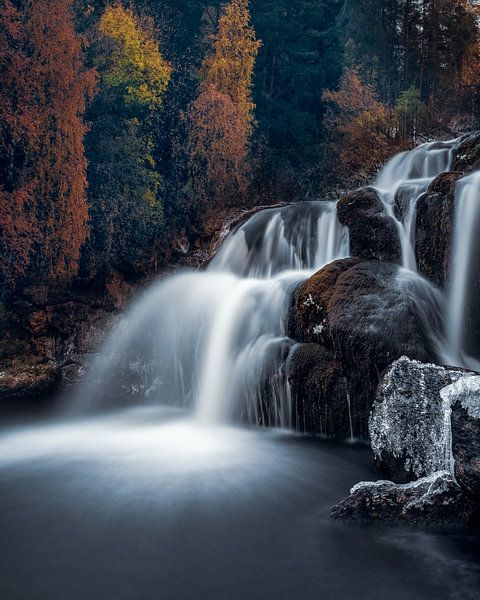 Wasserfall mit Herbstfarben von Leon Brouwer