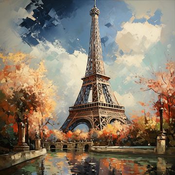 Eiffel Tower blue sky by TheXclusive Art