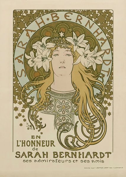En l’honneur de Sarah Bernhardt – ses admirateurs et ses amis (1896) von Alphonse Mucha von Peter Balan