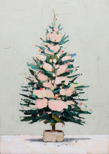 Arbre de Noël minimaliste - art hivernal moderne avec des couleurs pastel douces