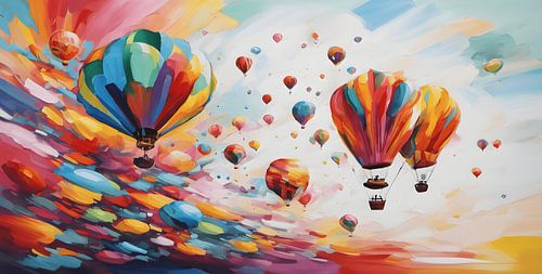 Modern en kleurrijk schilderij luchtballonnen