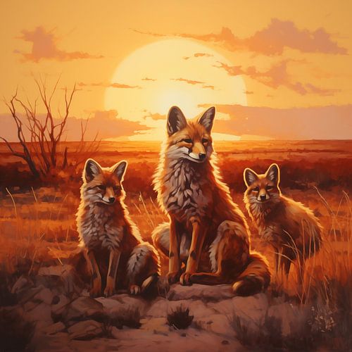 Renards dans la savane