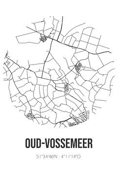 Oud-Vossemeer (Zeeland) | Landkaart | Zwart-wit van MijnStadsPoster