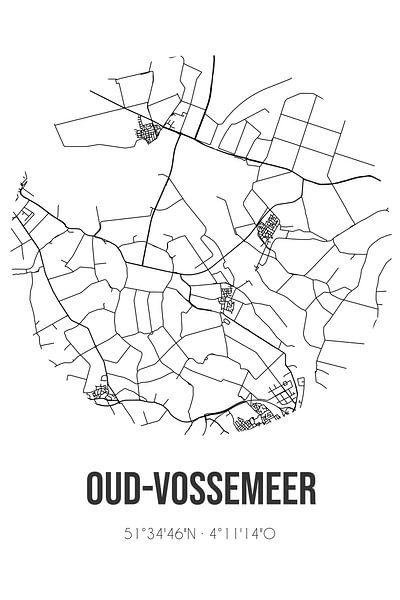 Oud-Vossemeer (Zeeland) | Map | Black and white by Prints of Place