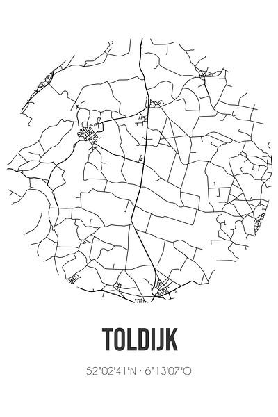 Toldijk (Gueldre) | Carte | Noir et blanc par Affiches de lieux