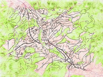 Kaart van Baden-Baden in de stijl 'Soothing Spring' van Maporia