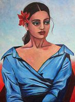 Fille en blouse bleue