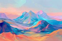 Dreamy pastel abstract mountain landscape