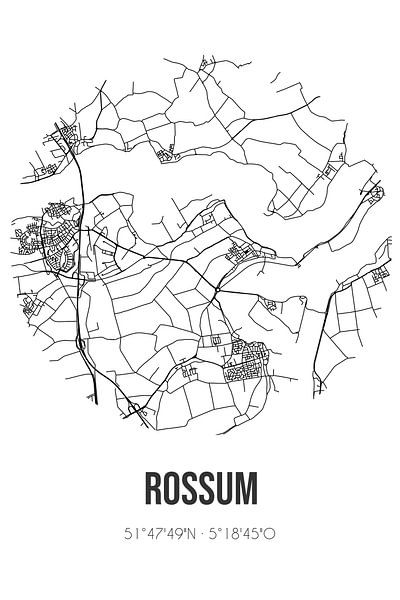 Rossum (Gelderland) | Map | Black and white by Prints of Place