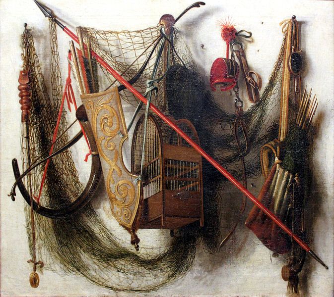 Johannes Leemans. Nature morte avec des armes de chasse  par 1000 Schilderijen