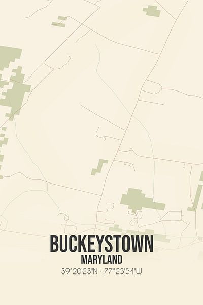 Alte Karte von Buckeystown (Maryland), USA. von Ortsdrucke