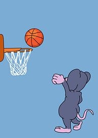 Mouse playing basketball vector art
