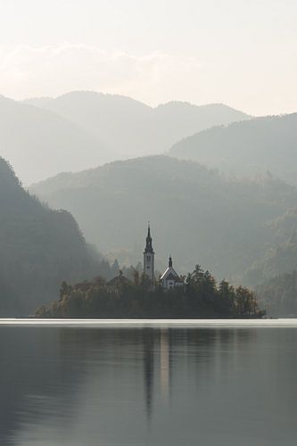 Island in Lake Bled in Slovenia
