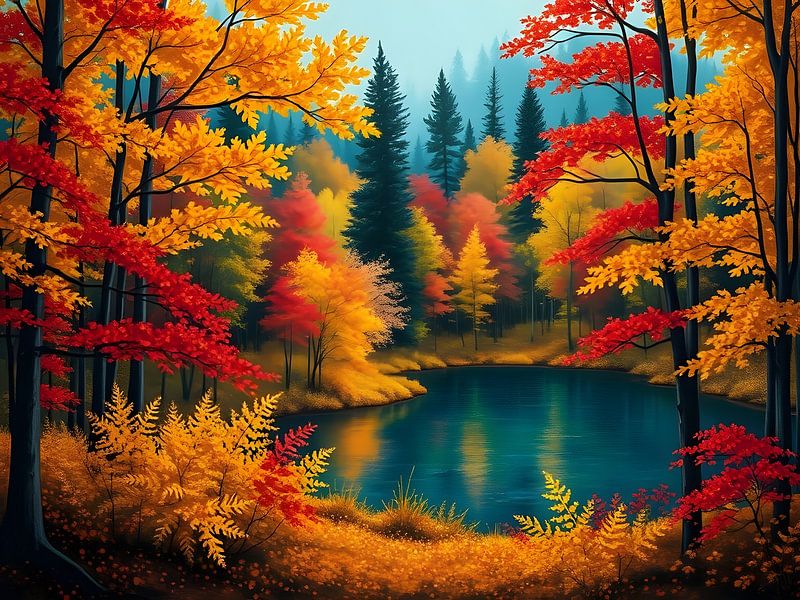 Sérénade d'automne au bord du lac par Artistic