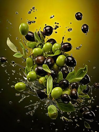 green and black olives