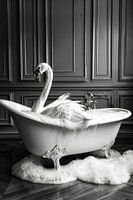 Elegante zwaan in bad - Unieke badkamerfoto voor je WC