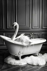 Cygne élégant dans la baignoire - Tableau de salle de bains unique pour vos toilettes