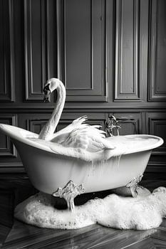 Cygne élégant dans la baignoire - Tableau de salle de bains unique pour vos toilettes