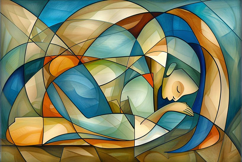 Abstract kunstwerk van slapende vrouw van Art & Soul Creations