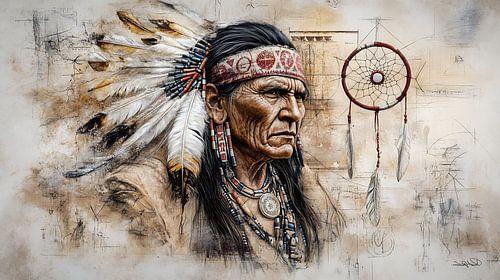 indiaan in Da Vinci stijl