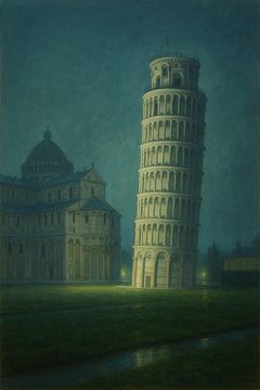 Pisa nach Mitternacht - Der Turm und der Dom in blauer Stille von Travel Shop