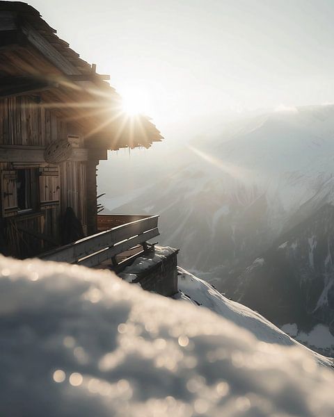 Romantiek in het besneeuwde paradijs van de bergen van fernlichtsicht