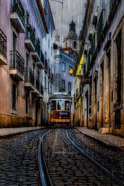The famous No. 28 tram in Lisbon’s historic Alfama district by Hans-Bernd Lichtblau
