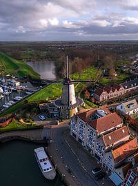 Windmill at the Harbour of Willemstad by Ewold Kooistra