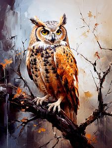 Peinture à l'huile d'un hibou