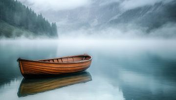 Een verlaten houten boot panorama