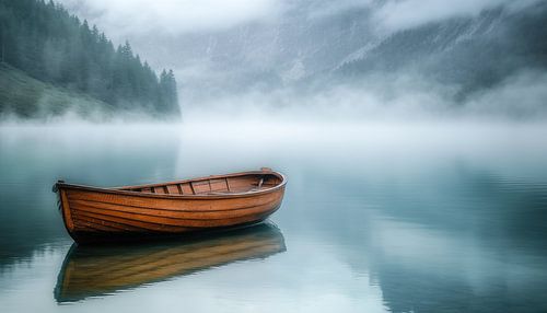 Een verlaten houten boot panorama