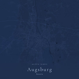 Historische Landkarte von Augsburg, Deutschland von Ortsdrucke