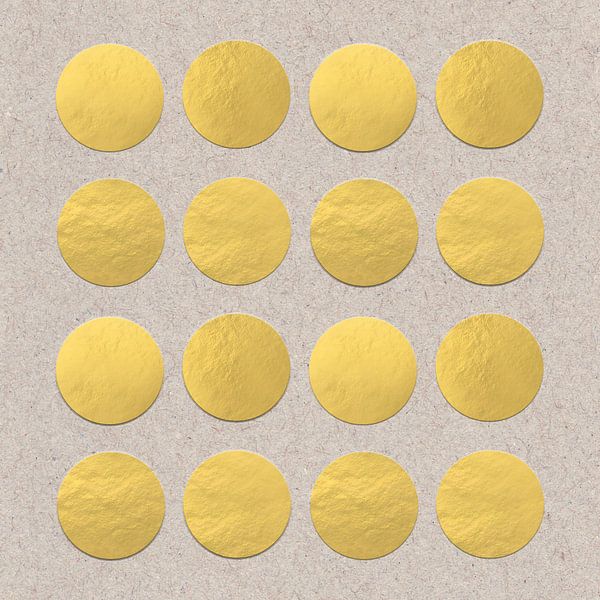 Abstracte geometrische vormen in goud op beige van Dina Dankers