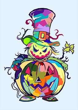 Pompoen Halloween Pop Art van BASUNI AHMAD