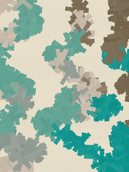 Kleurrijke abstracte minimalistische kunst in blauw, bruin, wit van Dina Dankers