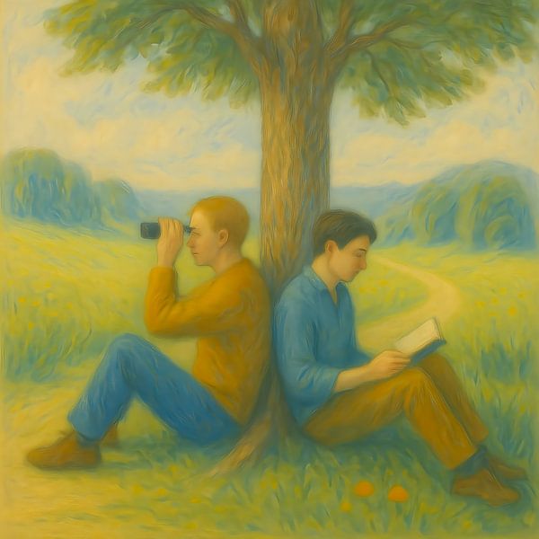Twee mannen onder een boom. Over afstand, perspectief en stille verbondenheid van Basahen