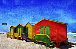 bunte Umkleidehäuschen  in Muizenberg in Kapstadt von Werner Lehmann