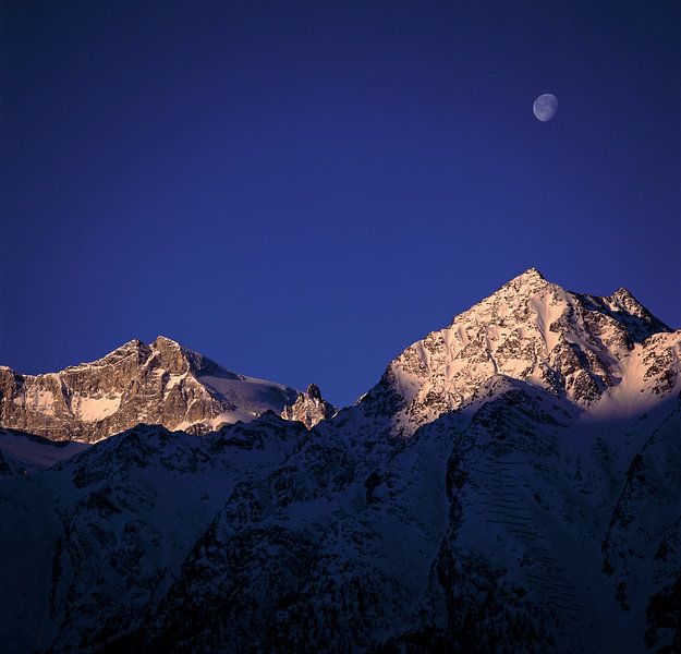 Moon over the mountains by Rene van der Meer