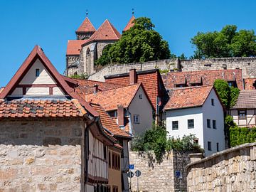 Oude stad met kasteel in Quedlinburg in het Harzgebergte van Animaflora PicsStock